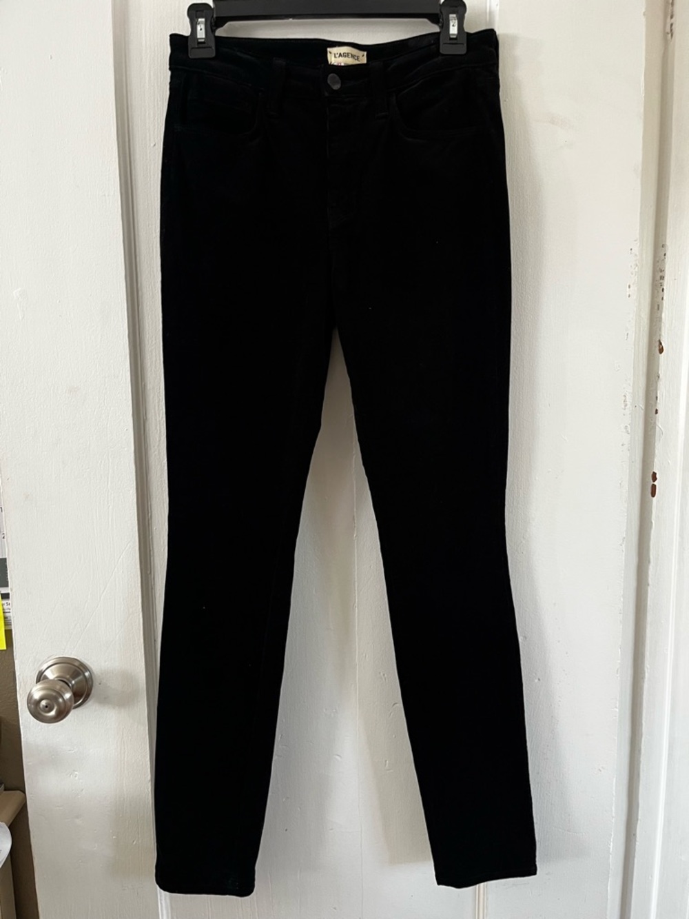 L'AGENCE Marguerite High Rise Skinny Velvet Noir Black Jeans 27 - Picture 4 of 15